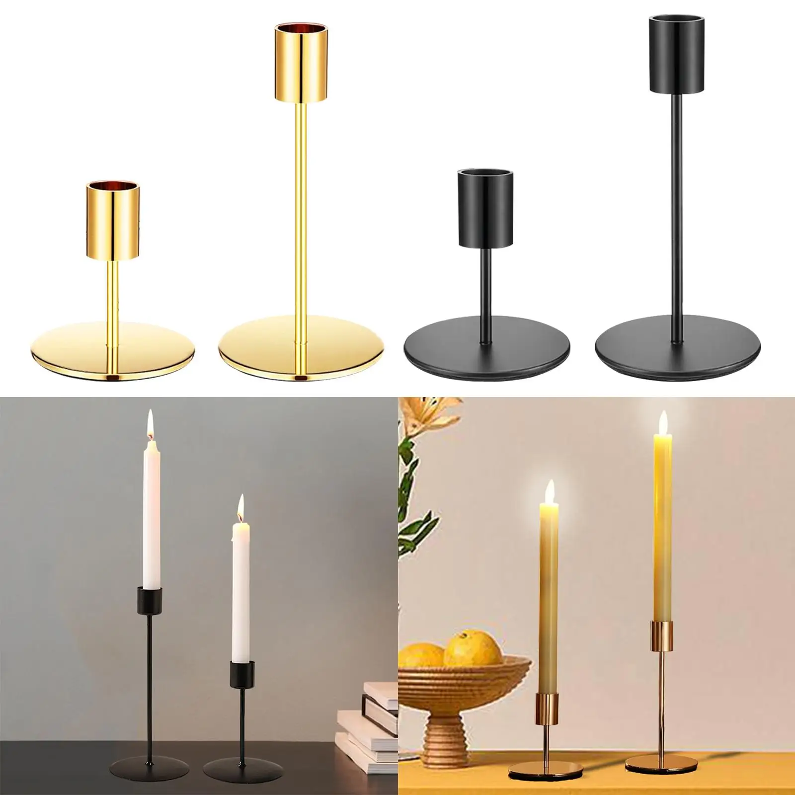 2 pièces ci-après porte-bougeoirs coniques, métal rétro simple et robuste pour salon, mariage, salle à manger, décoration d'intérieur