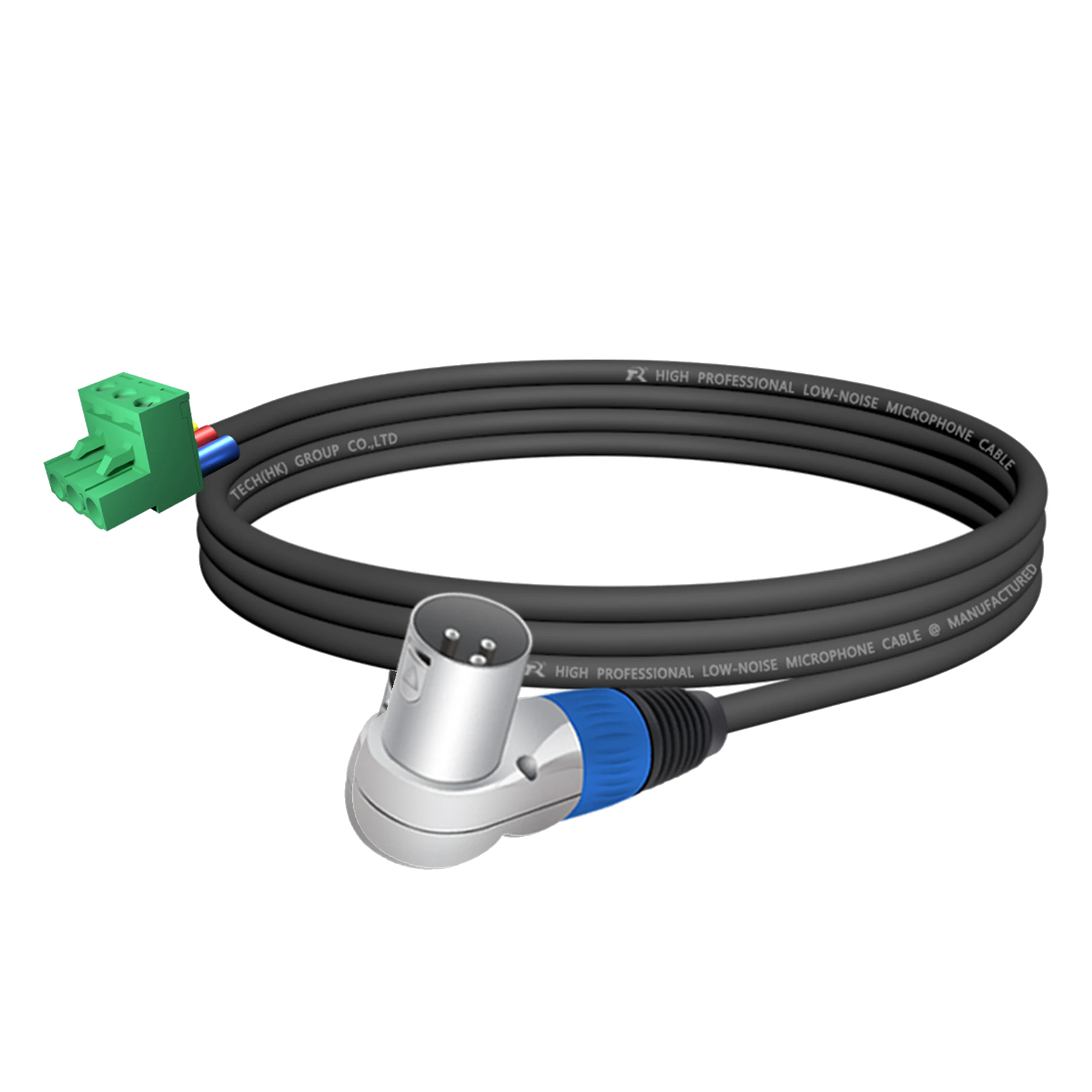 3-PIN rechtwinkliges Mikrofonverlängerungskabel zu 3-PIN Phoenix-Kabel, 5,08 mm 3-PIN PCB-Schraubklemme mit Abschirmung, für Lautsprecher, Tonstudio – Detail 6