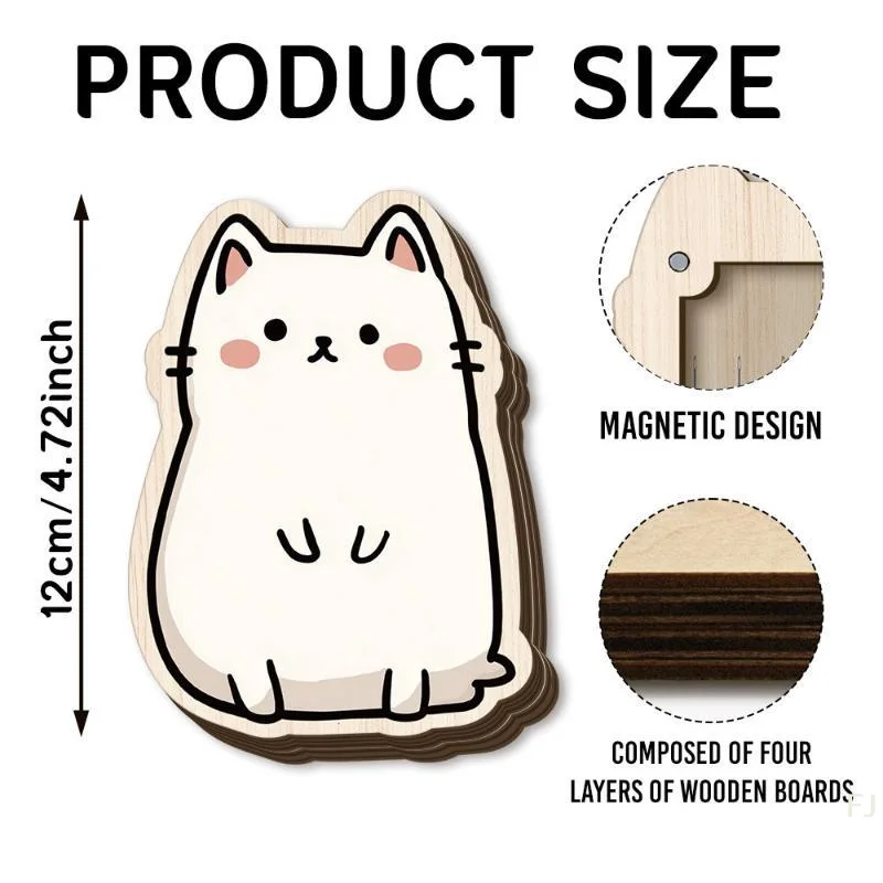 [YU]Cute Cat Wooden Needle Storage Box Magnetic Sewing Pin Holder Wood Needle Organizer For Handmade Craft Home Use