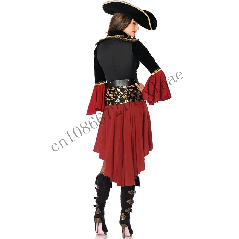 ฮาโลวีนหญิงผู้ใหญ่โจรสลัดกัปตันเครื่องแต่งกายบทบาทเล่นคอสเพลย์ชุดยุคกลางแฟนซีผู้หญิงแต่งตัวไม่มีอาวุธ CMMN13