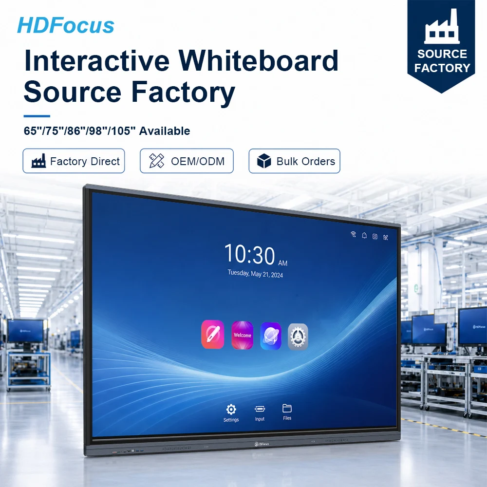 65 75 85 98 Inch Interactive Whiteboard 4K Smart Board Dual OS Touch Screen All In One Display For Meeting Room & Training