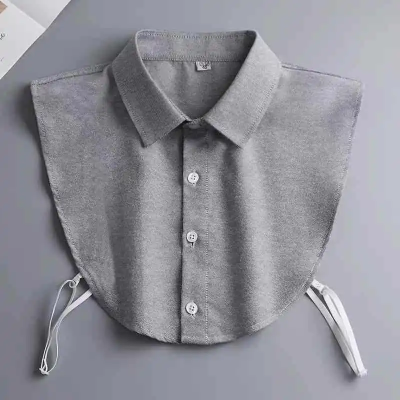 Camisas masculinas gola falsa negócios wear cor sólida colar falso all-match primavera e verão algodão formal wear