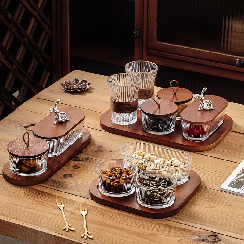 

High-Aesthetic New Chinese Style Compartmentalized Fruit Plate For Living Room Water Cup Tray Melon Seeds Dried Fruit Candy