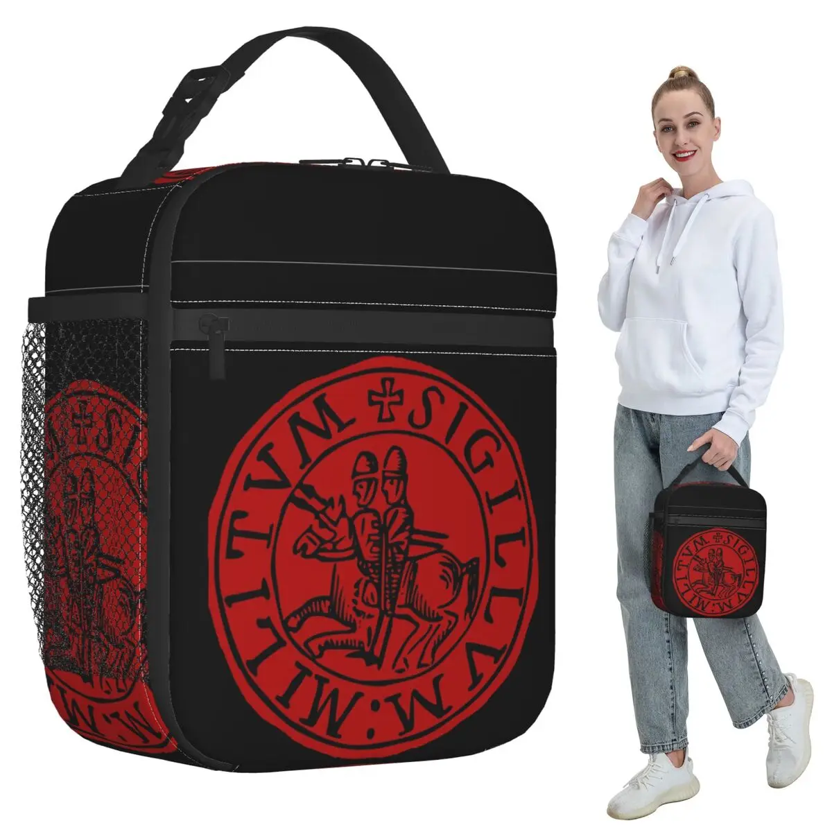 Seal Of The Knights Templar Insulated Lunch Bag for Women Office Cooler Thermal Food Box Tote Leakproof Lunch Boxes Container