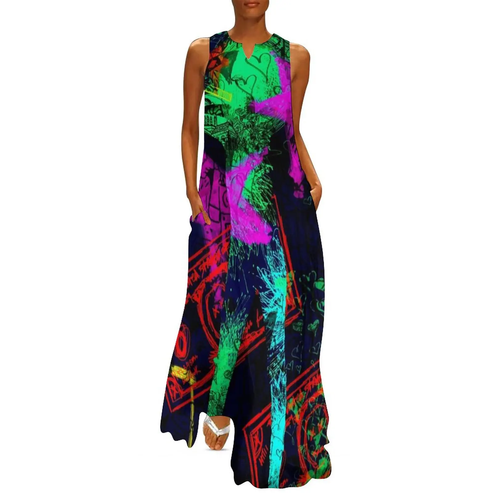 Neo Pop Art Blacklight Glow in the dark Long Dress summer dresses for women 2025 Dresses Woman dresses prom dress 2025 Dress