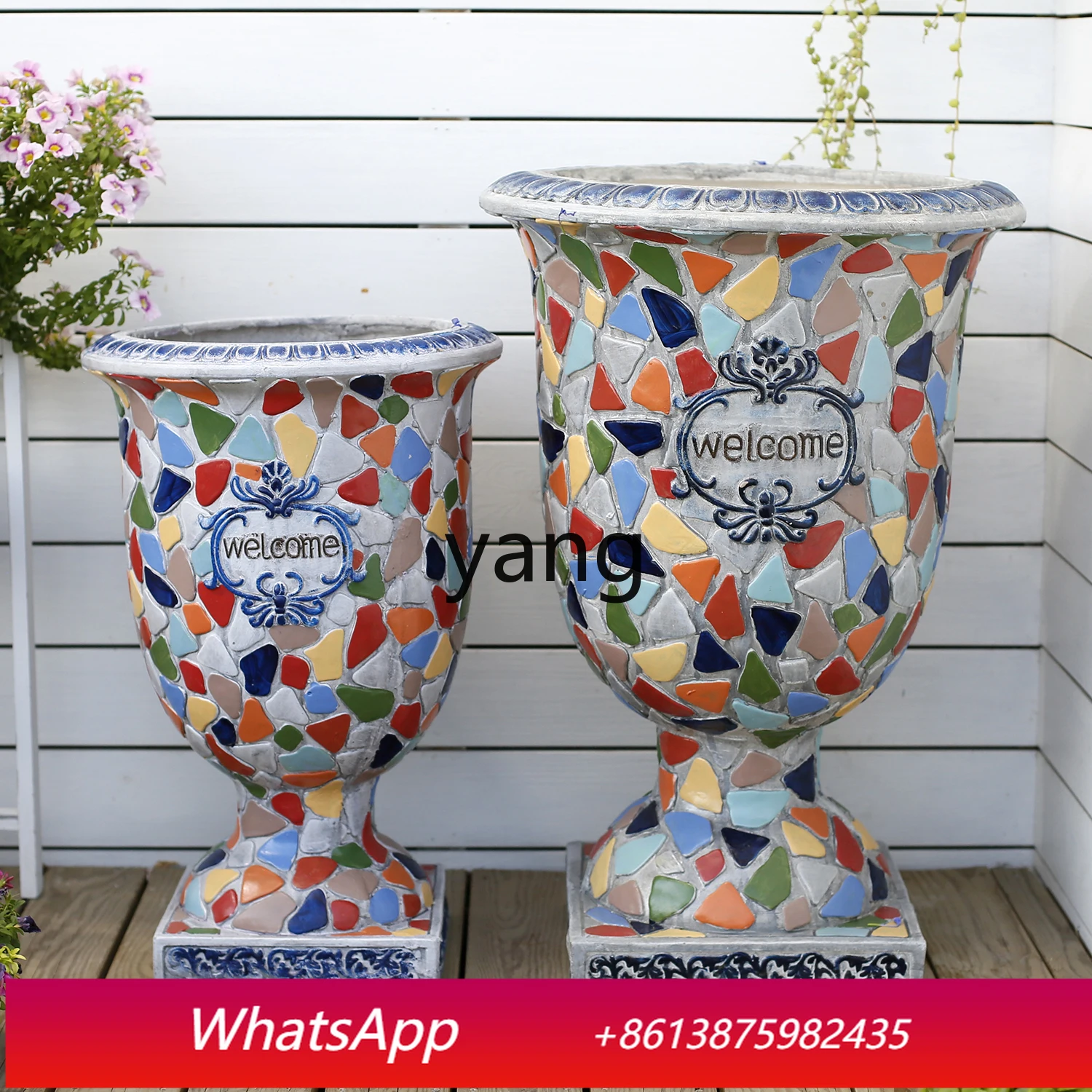 LH Extra Large Courtyard Garden Balcony Layout Decorative Flower Pot Large Goblet Melamine Creative