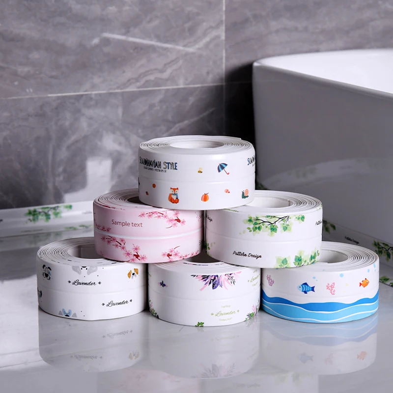 PVC Sealing Strip Tape Bathroom Bath Toilet Caulk Tape Self Adhesive Waterproof Mildew Proof Tapes For Kitchen Sink Wall Corner