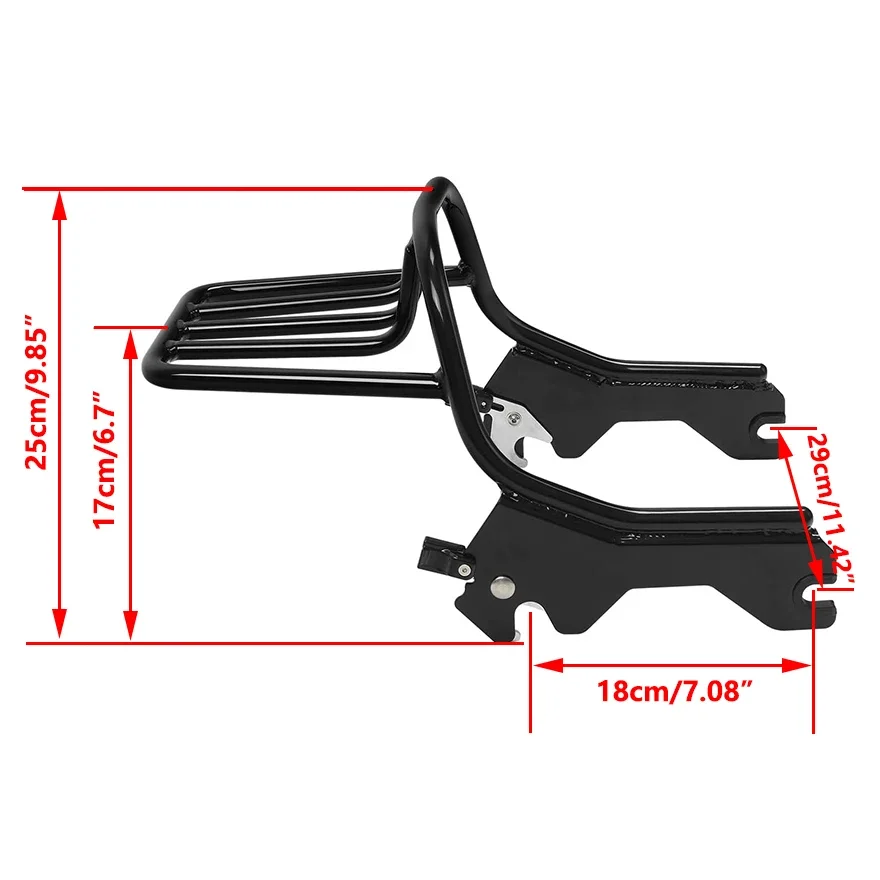 Black Two-Up Rear Luggage Rack Compatible with  FXLR FLSB FXLRST 2018-2025 - Gloss Finish Iron Rack