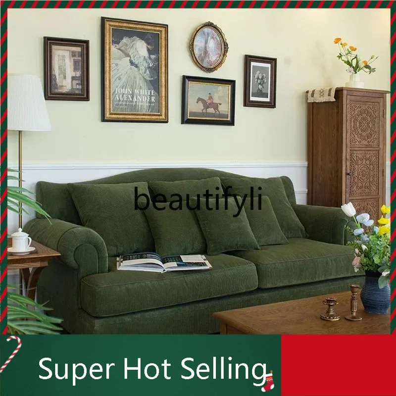 

K132 Solid wood frame corduroy cotton removable sponge living room sofa