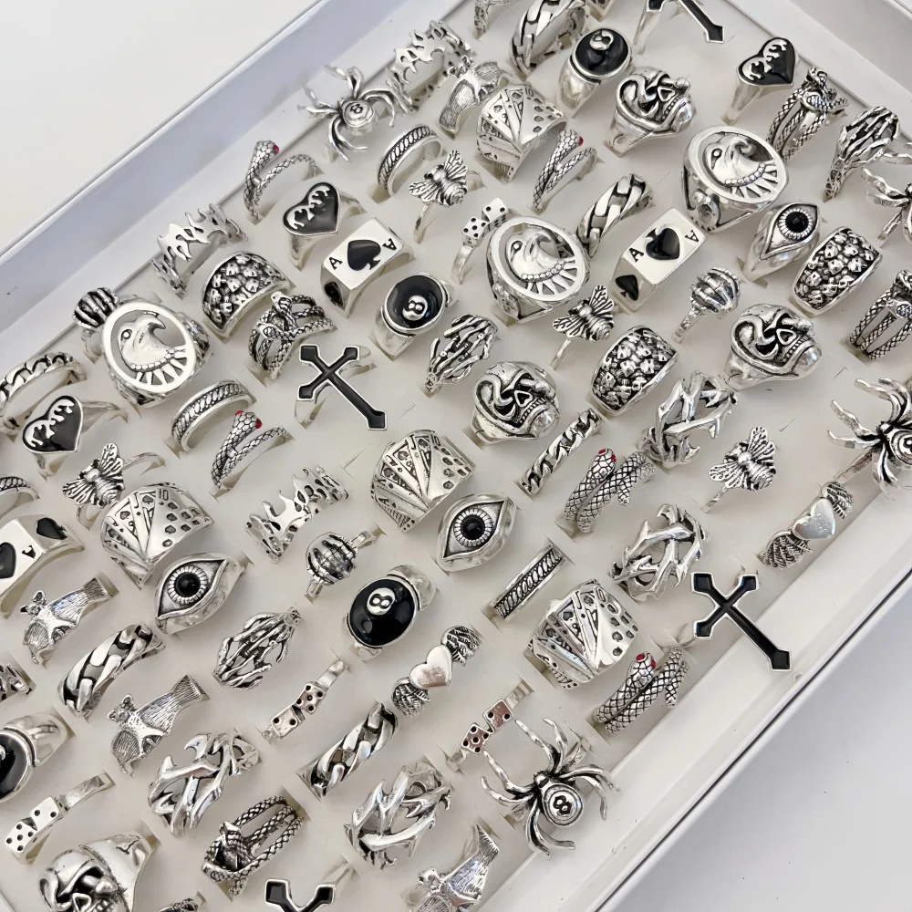 Conjunto de anillos Punk Vintage de 20 piezas para mujeres y hombres, estilo mixto, Hip Hop, corazón, serpiente, calavera, ojo, anillo para dedo, regalo de fiesta, joyería