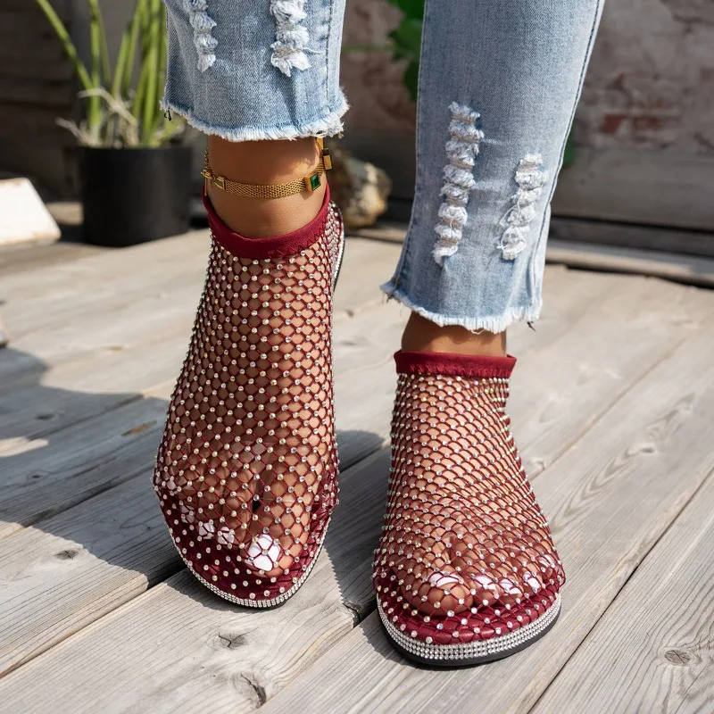 Summer New Style Fashion Round Toe Designer Flat Non-slip Loafers Outdoor Walking Comfortable Hollow Wear-resistant Flat Shoes