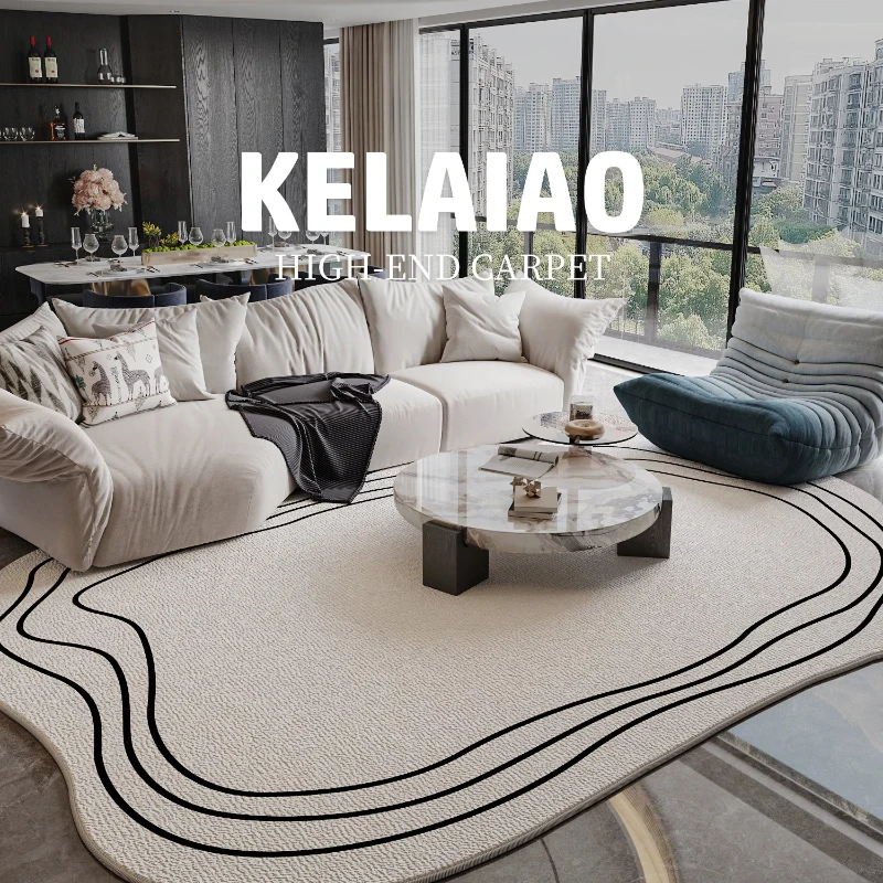 Minimalism Cream Style Living Room Carpet Irregular Shape Sofa Coffee Tables Non-slip Rugs Decoration Home Bedroom Bathroom Mat