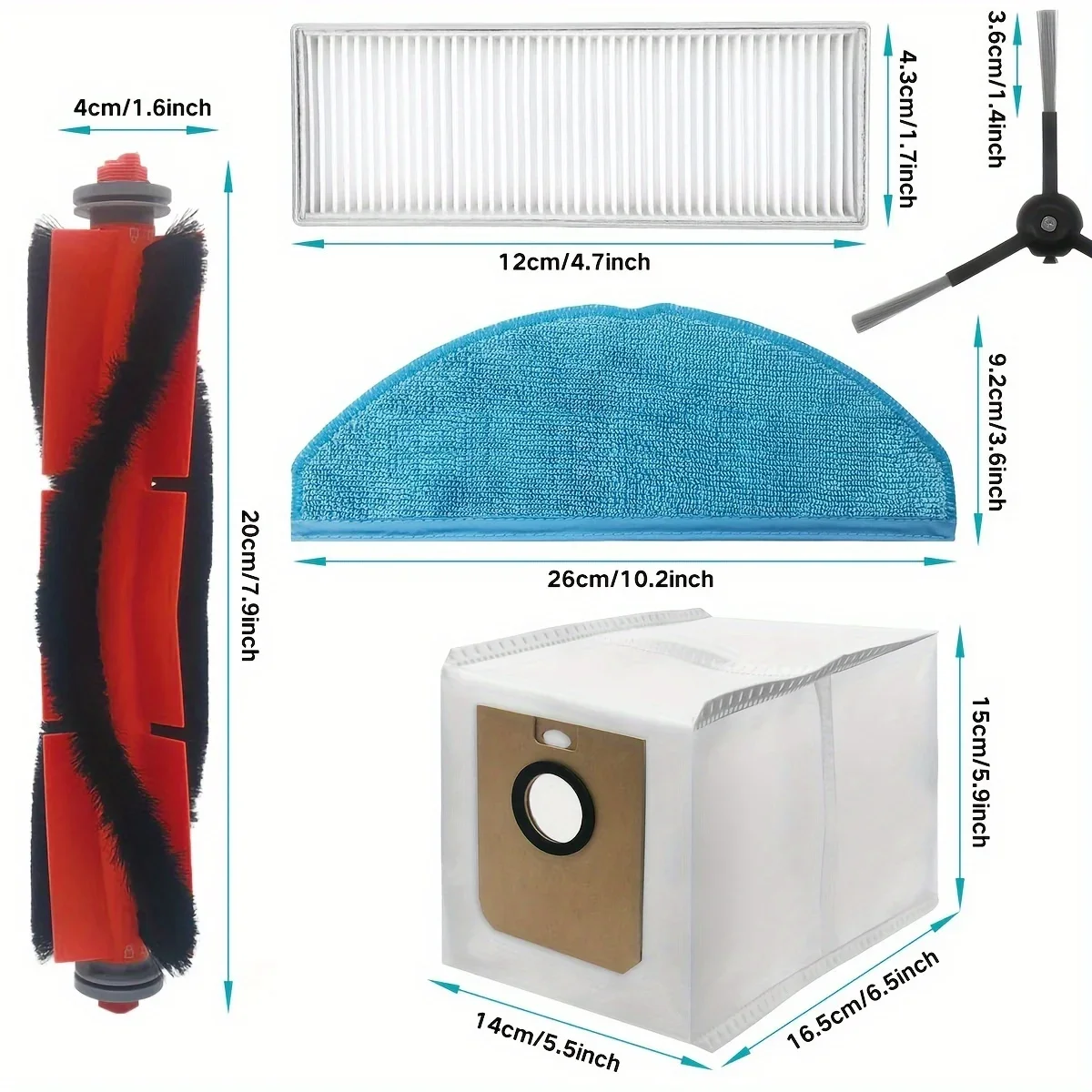 HOME TIMES Replacement Parts for Philips Homerun Series 7000 XU7100/01 XU7100/02 Robot Vacuum Cleaner Accessories