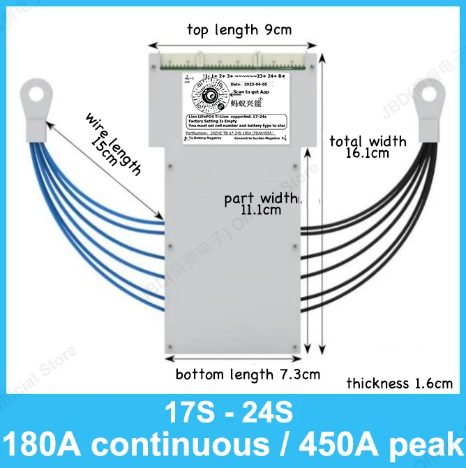 ANT BMS 17S to 24S 850A 300A 100A 50A Protection Board Li-ion Lithium Battery Pack 72V 84V Lifepo4 LTO Smart Bluetooth APP PC