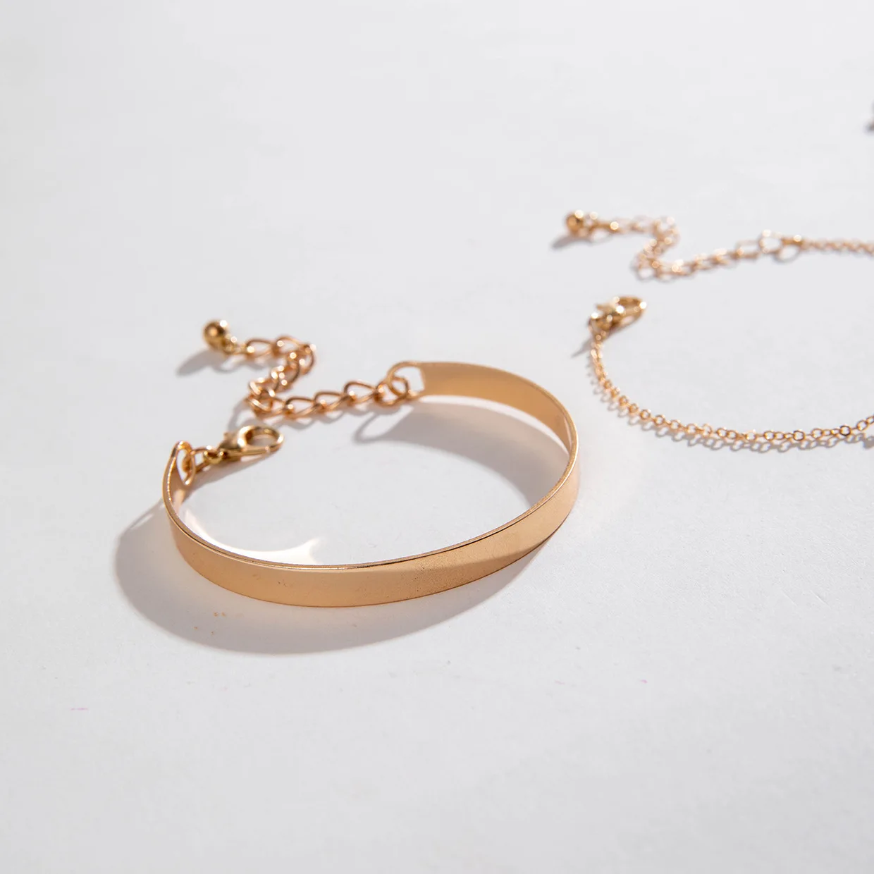 3 قطعة/المجموعة بوهيميا بساطتها المعادن حجر الراين سلسلة سوار مجموعة للنساء الإسورة المعدنية الذهب اللون مجوهرات هدايا