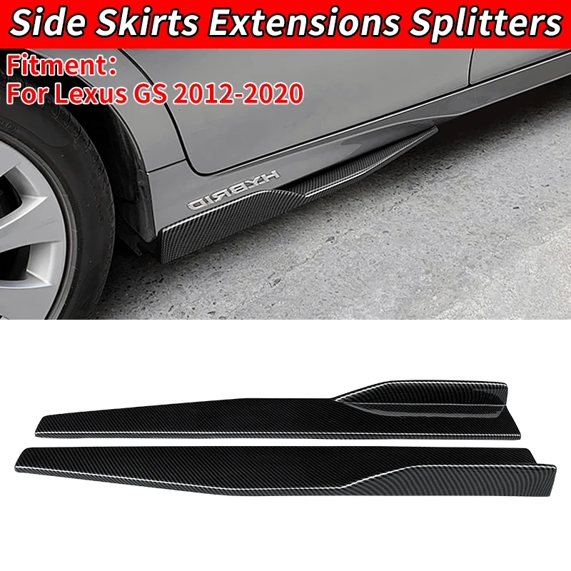 Car Side Skirt For Lexus GS 2012-2020 Bumper Diffuser Spoiler Aprons Wings Extensions 75cm Carbon Fiber Look Scratch Protecto