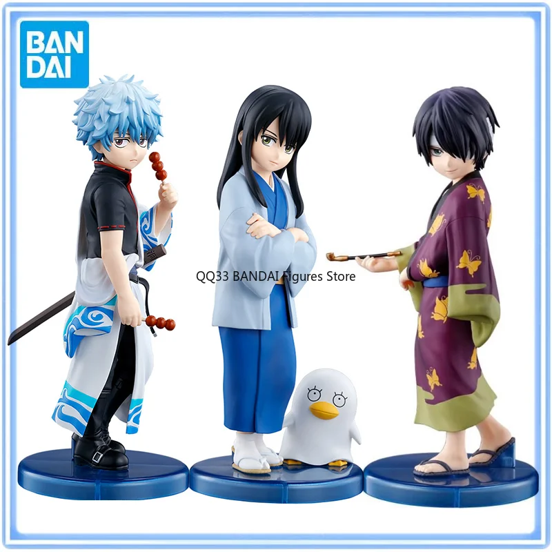 BANDAI Adokenette Series GINTAMA Sakata Gintoki&Katsura Kotarou&Takasugi Shinsuke Q Version Anime Action Figure Model Ornaments