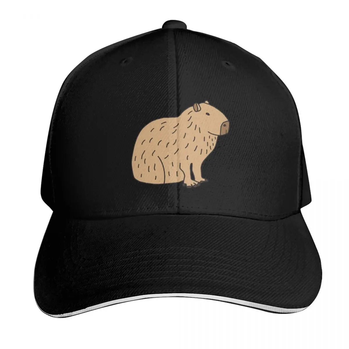 Brown Capybara Sitting Down Baseball Cap Quick Dry Performance Cotton Twill Breathable Contrast Two Tone Brim