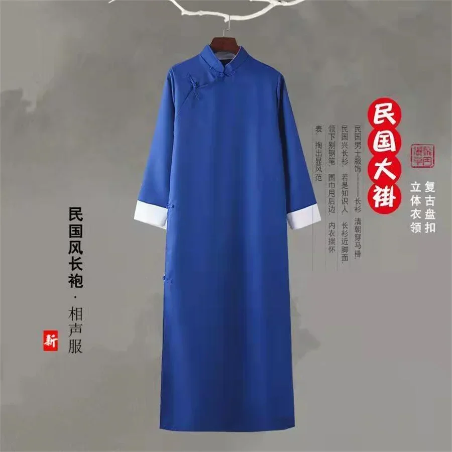 

2025 Halloween Cross Talk Hanfu Traditionele Chinese Tang Pak Mannen Kung Fu Tai Chi Gewaad Kostuum Cross Talk Gown Cheongsam