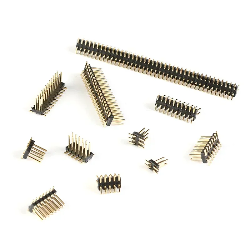 10PCS SMD SMT Pin Header Strip Connector Kit 1.27mm/2.0mm/2.54mm Pitch, Double Row Male 2*2/3/4/5/6/7/8/9/10/11/12/20p-40/ Pin