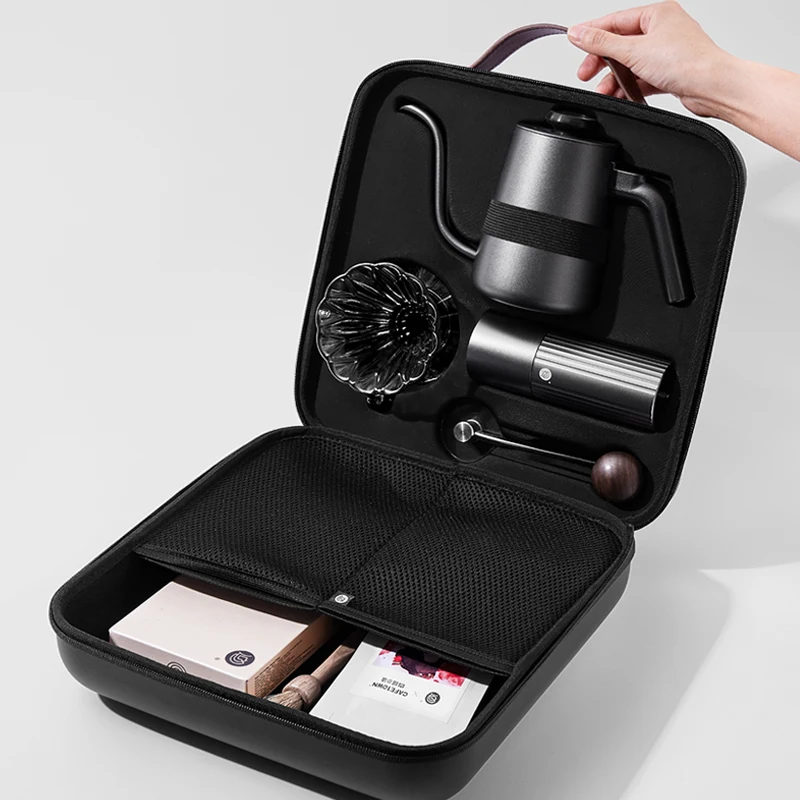 Home Camping Coffee & Tea Set Portable Travel Bag with Grinder Kettle Dripper Gift