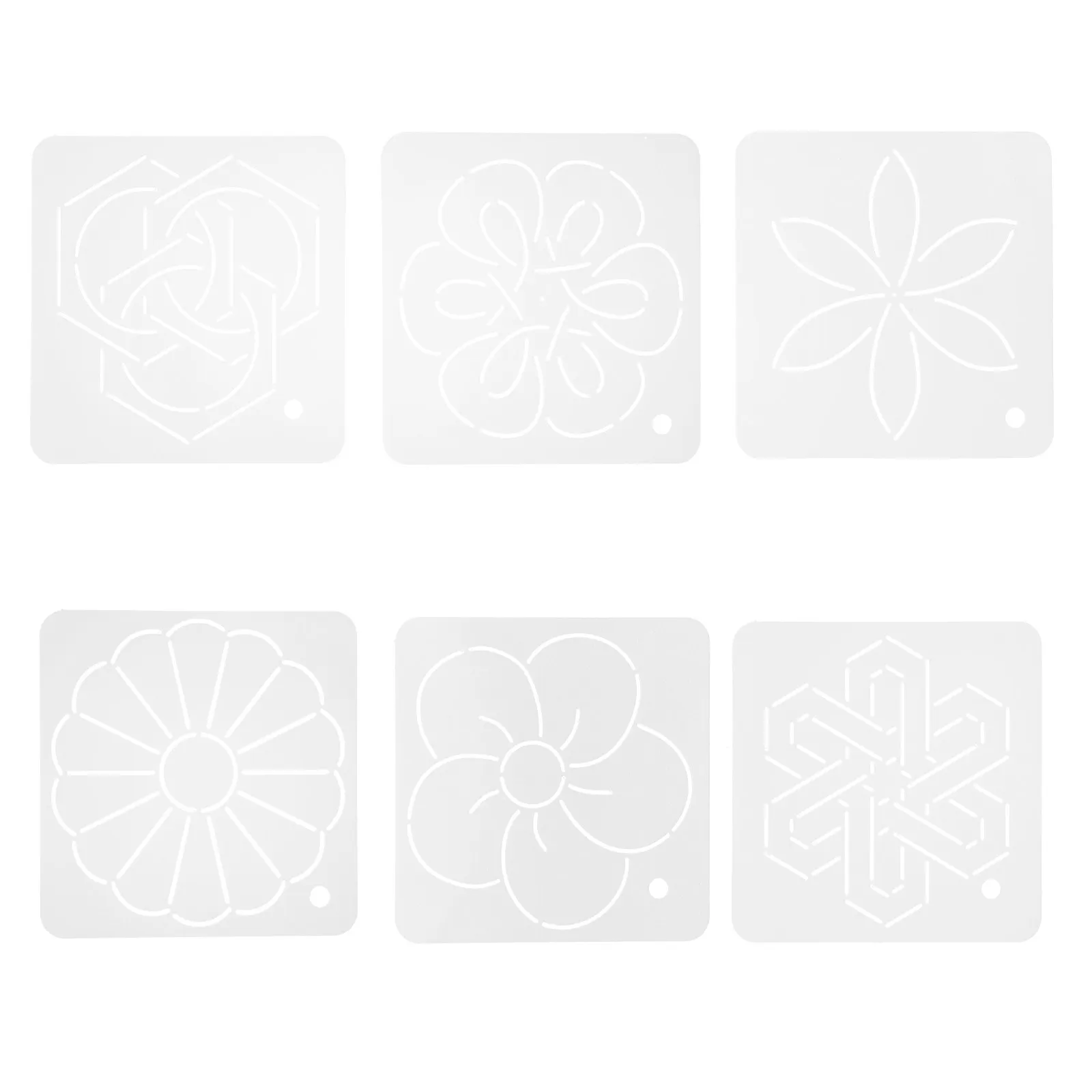 6Pcs Creative Quilting Template Set Precision-Cut Acrylic for Smooth Fabric Sliding Secure Hold Clear Marking Lines Quilting