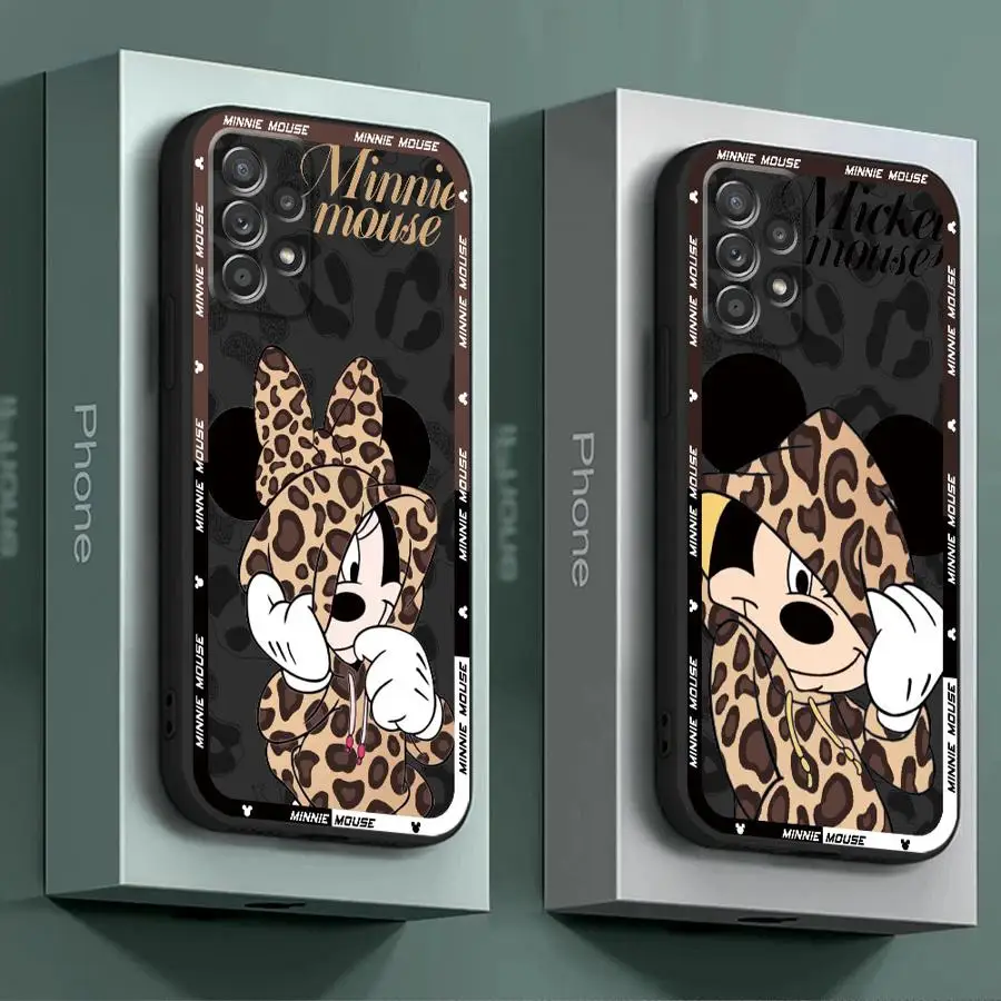 Disney Leopard Mickey phone Case for Samsung A51 A52 A71 A72 4G 5G A52s A53 A54 A55 A73 5G A21s A31 A41 A16 5G A50 A50s A70 A70s