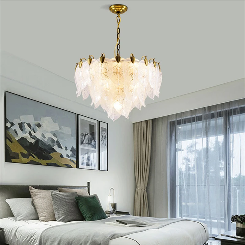 Nieuwe Franse Luxe Boom Vorm Glazen Plafond Kroonluchter Voor Woonkamer Slaapkamer Villa Ronde Indoor Verlichting Decoratieve Lamp