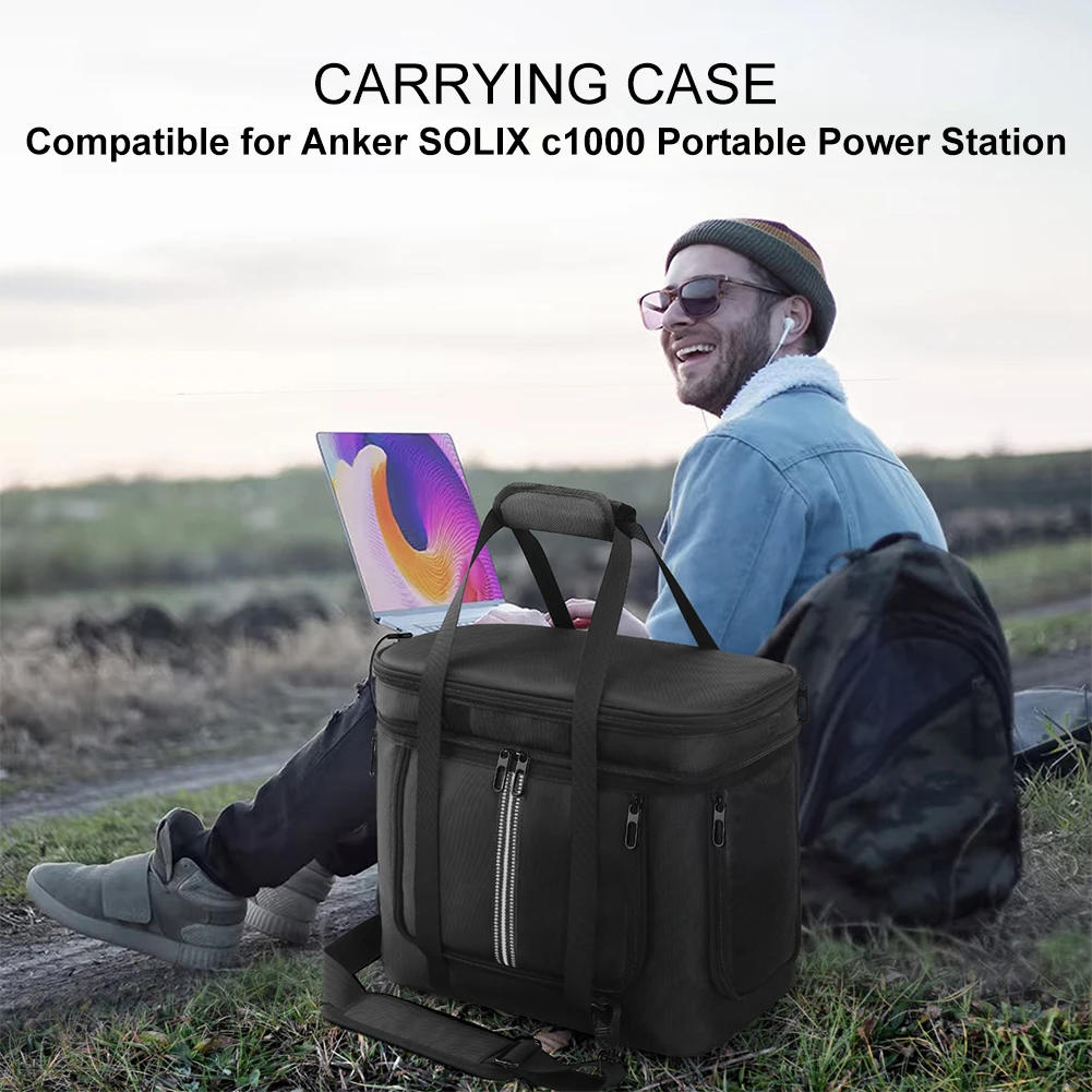 

Carrying Case for Anker SOLIX C1000 Portable Power Travel Carrying Bag Protective Case Anti-drop with Shoulder Strap & Handle