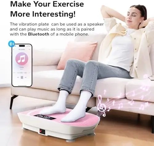 Vibration Plate Exercise Machine, Whole Body Workout Equipment for Women, Bluetooth and Silicone Pedal, Vibration Plate for Lymp