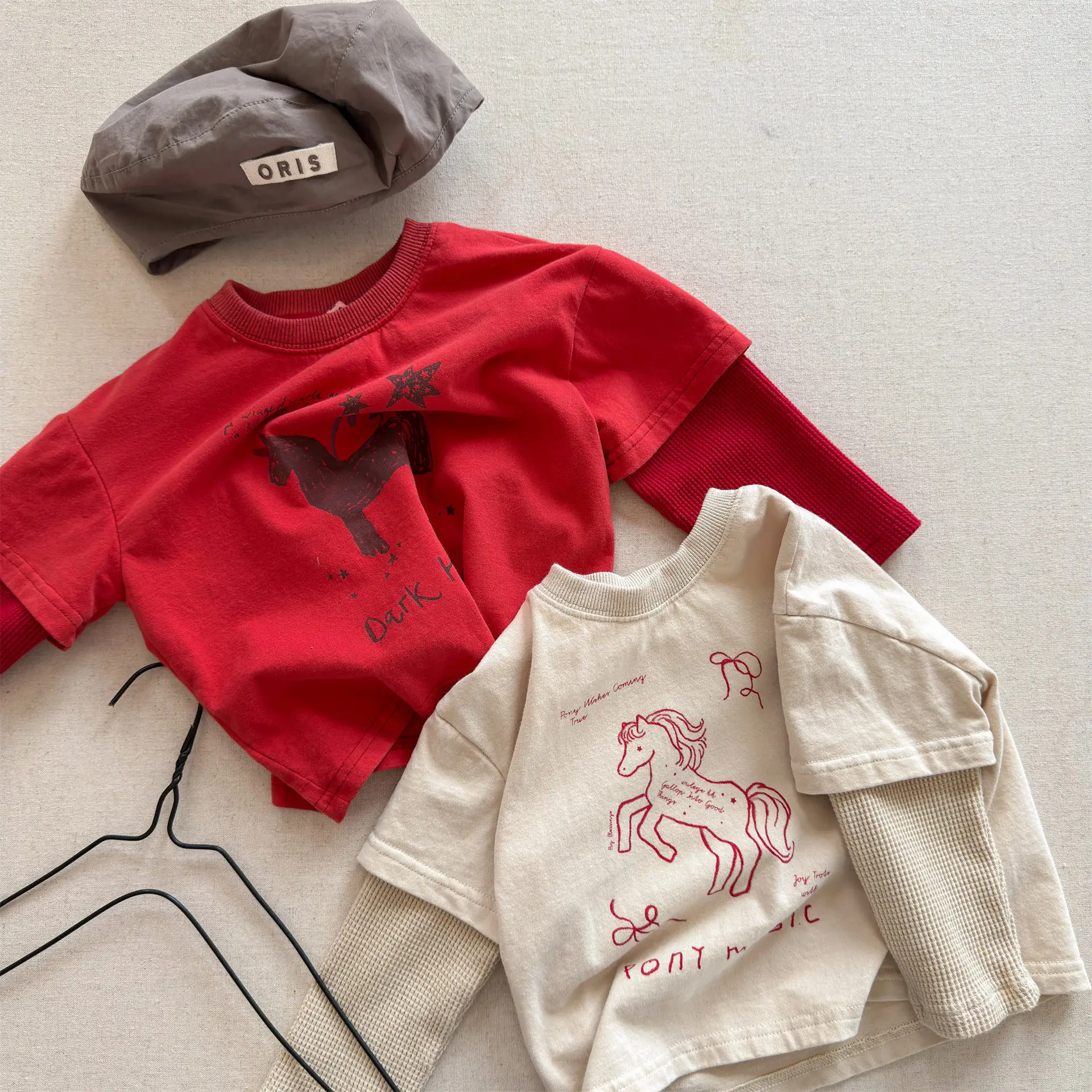Children Fake Two Base Shirts Boys Girls Long Sleeve T-Shirts Baby Cotton Tees Kids Casual Tops Infant Clothes