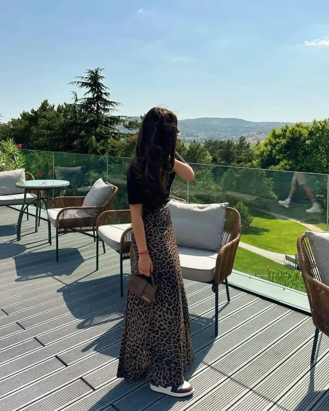 女性シックなヒョウ柄マキシスカートプリーツハイウエストスリムフィッシュテールスカートセクシーな 2026 女性ファッション休暇ストリートミディスカート