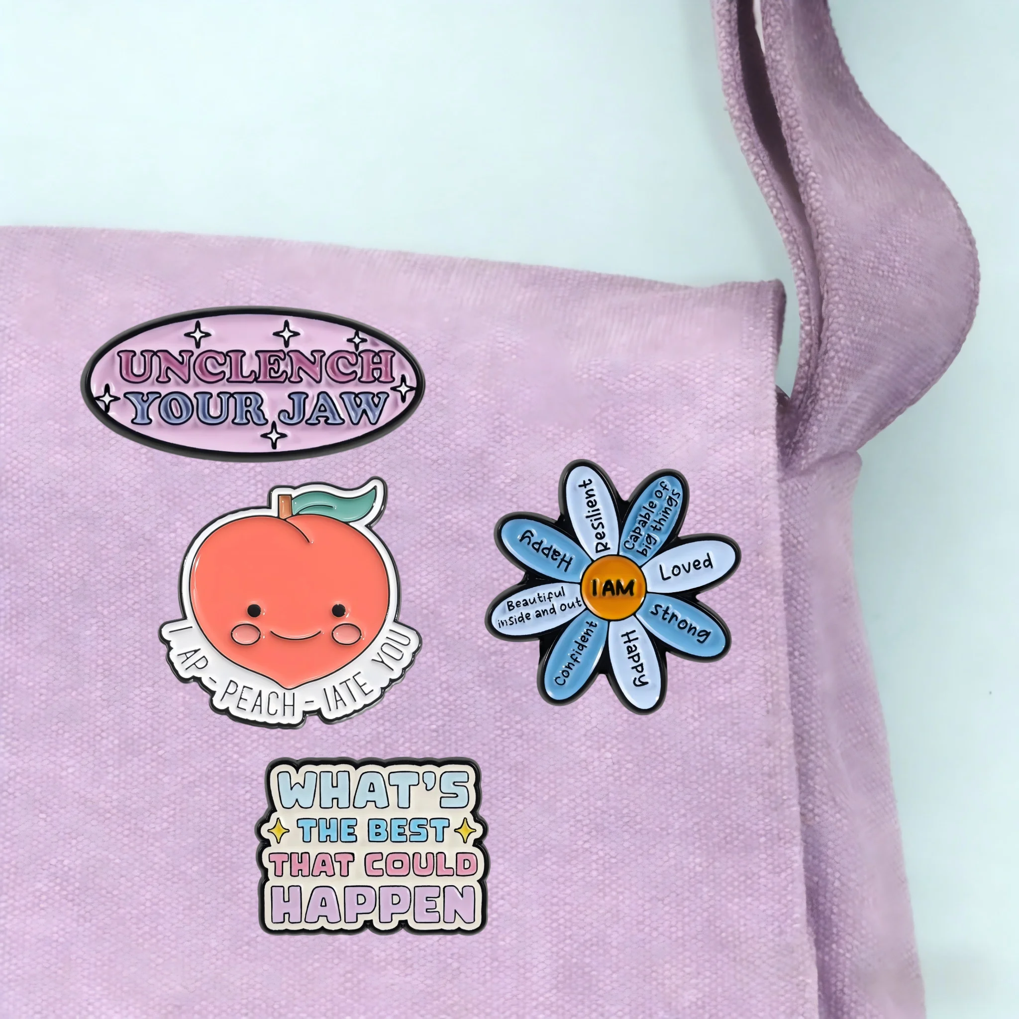 Cute Mental Health Enamel Pin Funny Peach Pun Metal Brooch Positive Affirmation Flower Badge For Backpack Clothing Jewelry Gift