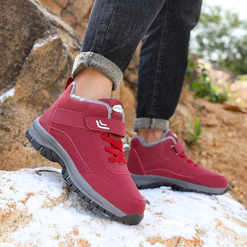 أحذية شتوية حرارية مقاومة للماء للرجال - أحذية رياضية ثلجية مبطنة بالقطيفة غير قابلة للانزلاق للطقس البارد