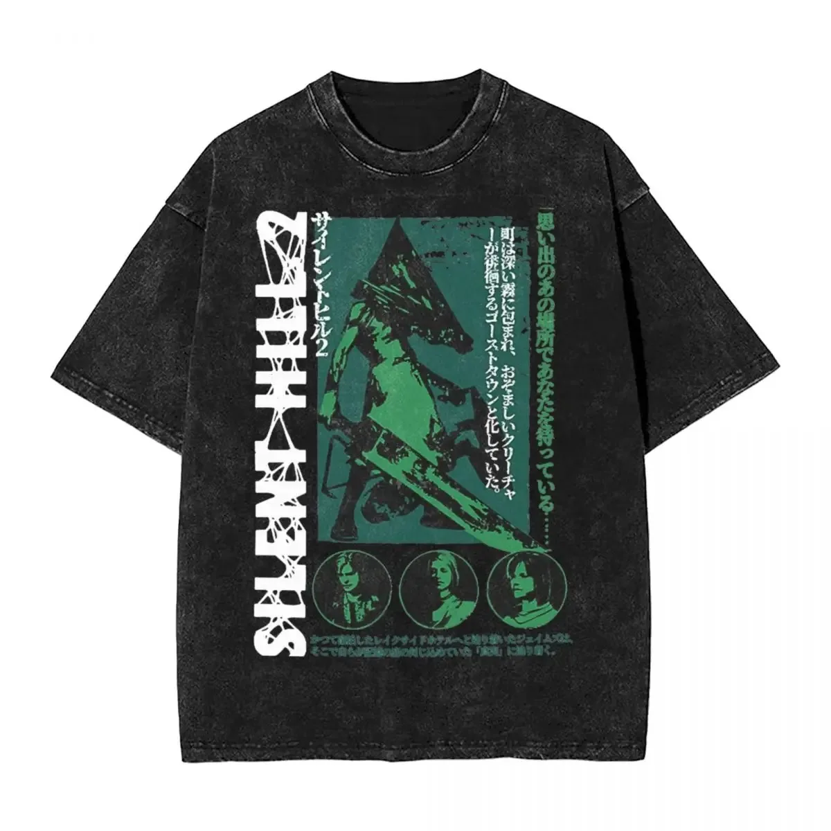 

Pyramid Head Silent Hill Washed T Shirt Streetwear Hip Hop Vintage T-Shirt Tees Men Women 100% Cotton Harajuku Printed