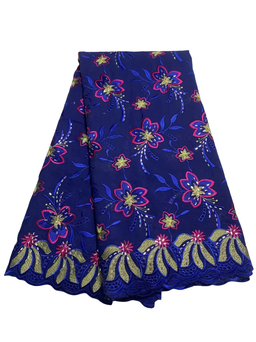 Blue 5 Yards Swiss Lace Fabric Diamond-Shaped Stones Embroidery African 100% Cotton Fabrics Swiss Voile Lace Popular Dubai Style