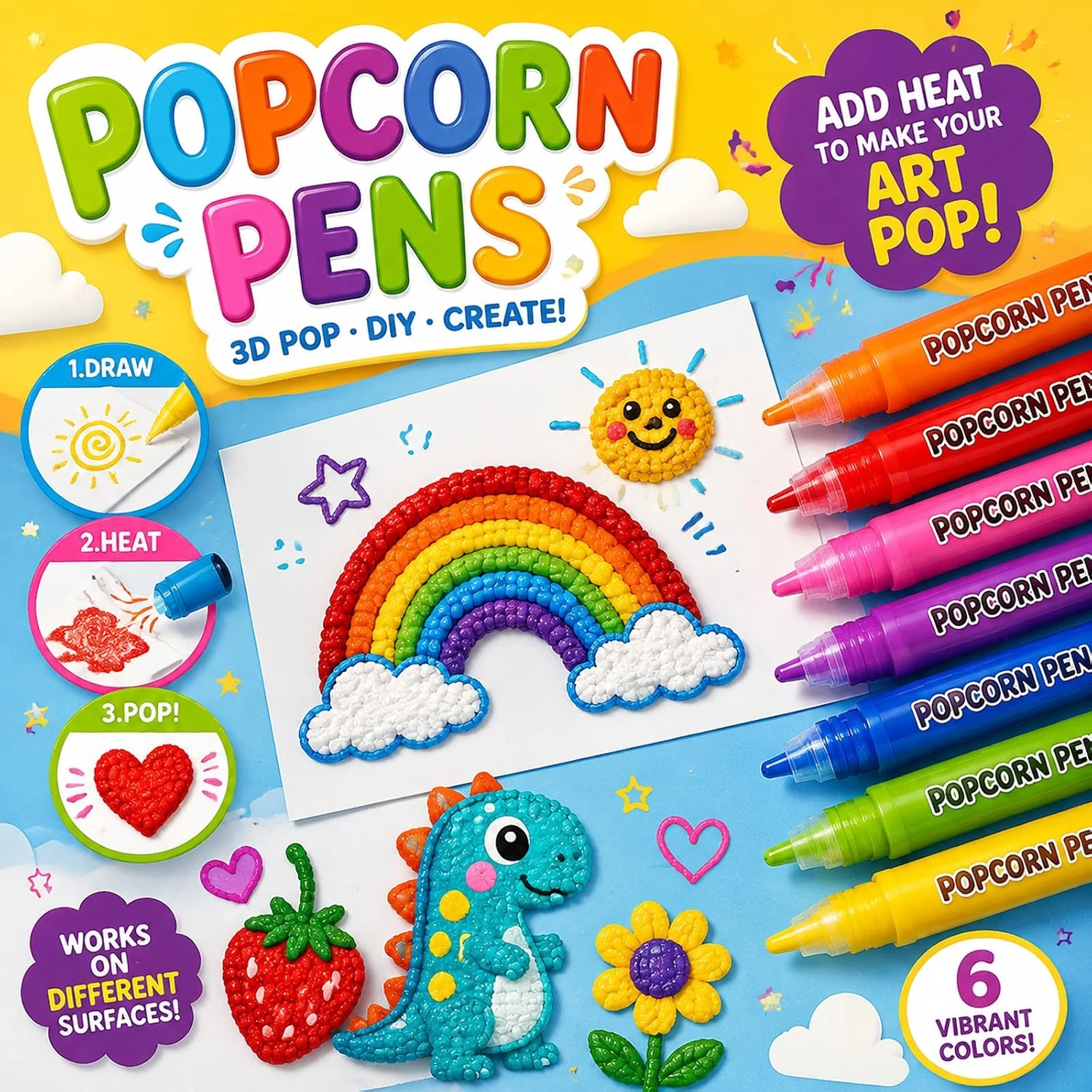 3D Puffy Popcorn Art Marker Set 5