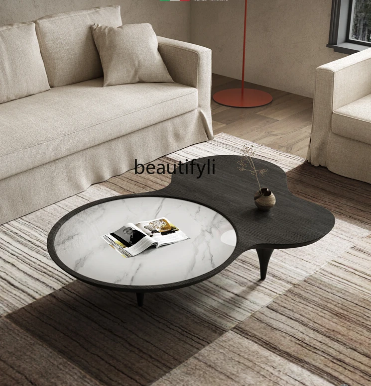 Designer Shaped Coffee Table High-Grade Artistic Minimalist Home Living Room Small Apartment Stone Plate Personality Tea Table