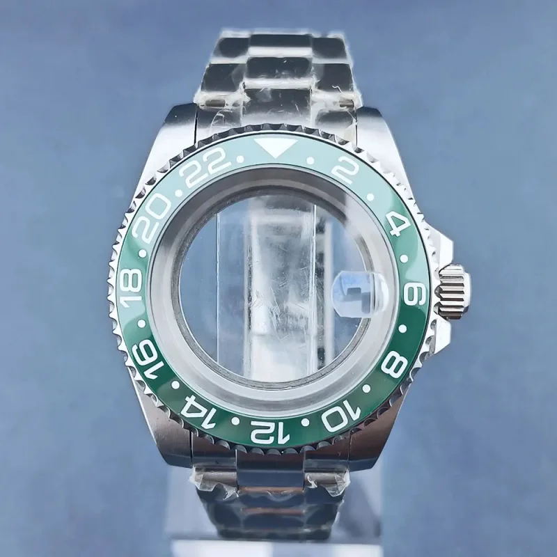 

NH34 GMT beze 40mm 316L stainless steel sapphire glass case with transparent back cover Oyster strap fit for nh35 36 mechanical