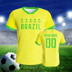 Custom Brazil Soccer Jersey Personalized Name Number Breathable Quick-drying Sportswear Soccer Fans Gift for Men Women Youth