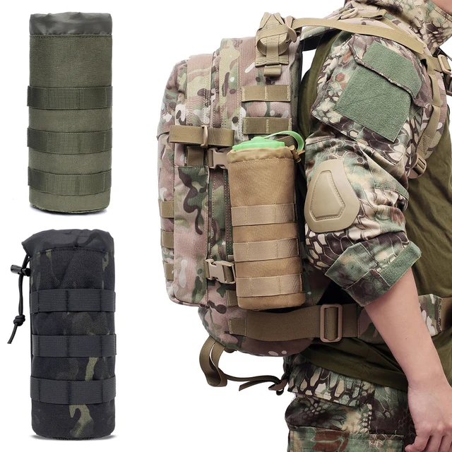 Taktyczna torba na butelkę wody Molle Outdoor Camo Polowanie Camping Piesze wycieczki Uchwyt ze sznurkiem Wielofunkcyjna kieszeń do przechowywania butelek