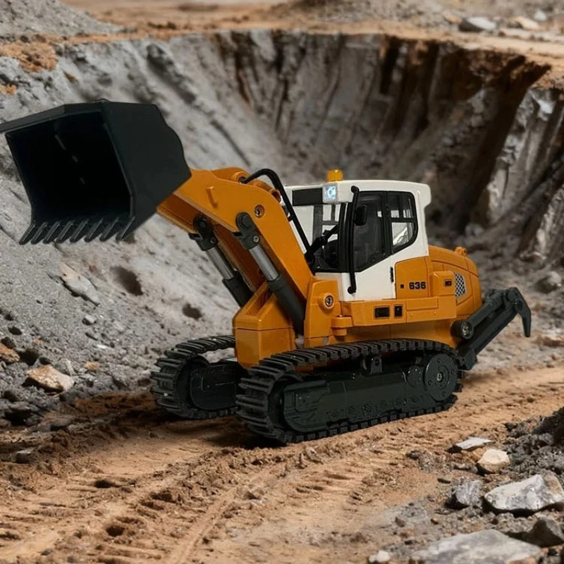1/50 636 RC Screw Loader Action Simulation Bucket Alloy Engineering Vehicle Model Adult RC Excavator Gift Ornament