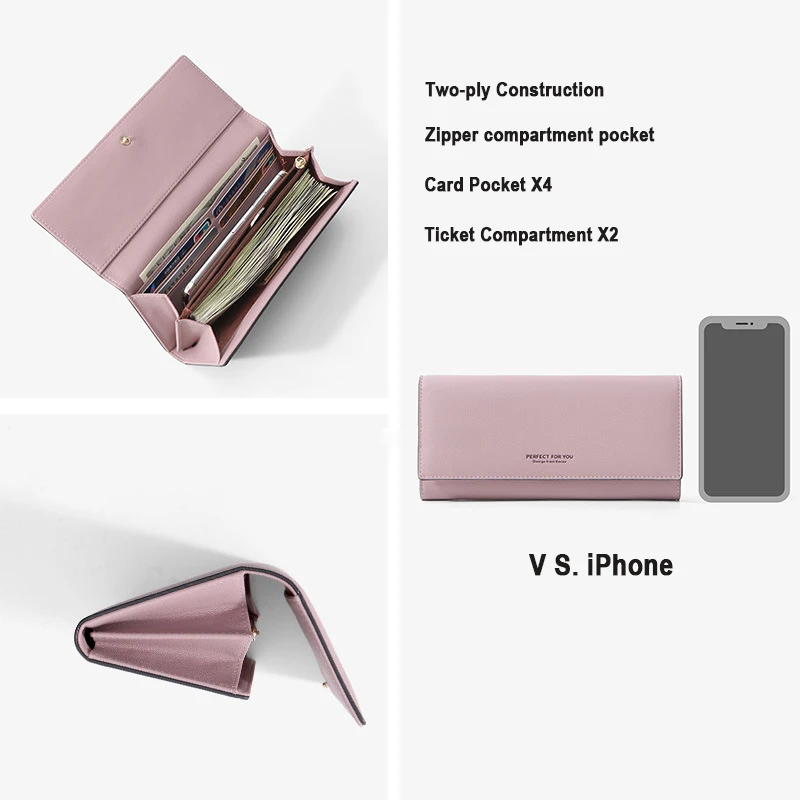 Light luxury women's clutch bag niche design new wallet women long Korean style fashion pu zipper coin purse card bag