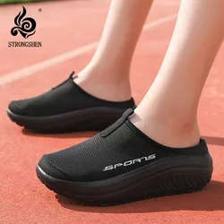 STRONGSHEN Womens Casual Shoes Increase 5.5Cm Summer Light Sport Platform Shoes Female Sneakers Slip-On Shoe Zapatillas De Mujer