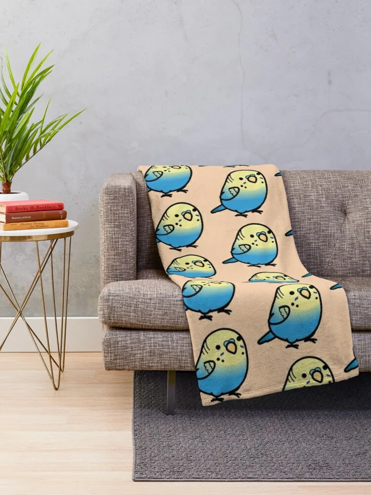 Chubby Cobalt Budgie Throw Blanket Comforter Flannel Blankets