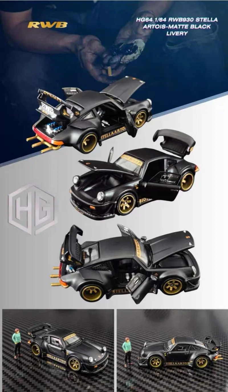 In Stock 1:64 930 Dull Black Painted with Figure  Simulated Alloy Car Model Die-Cast Static Car Model Creative Decoration Item