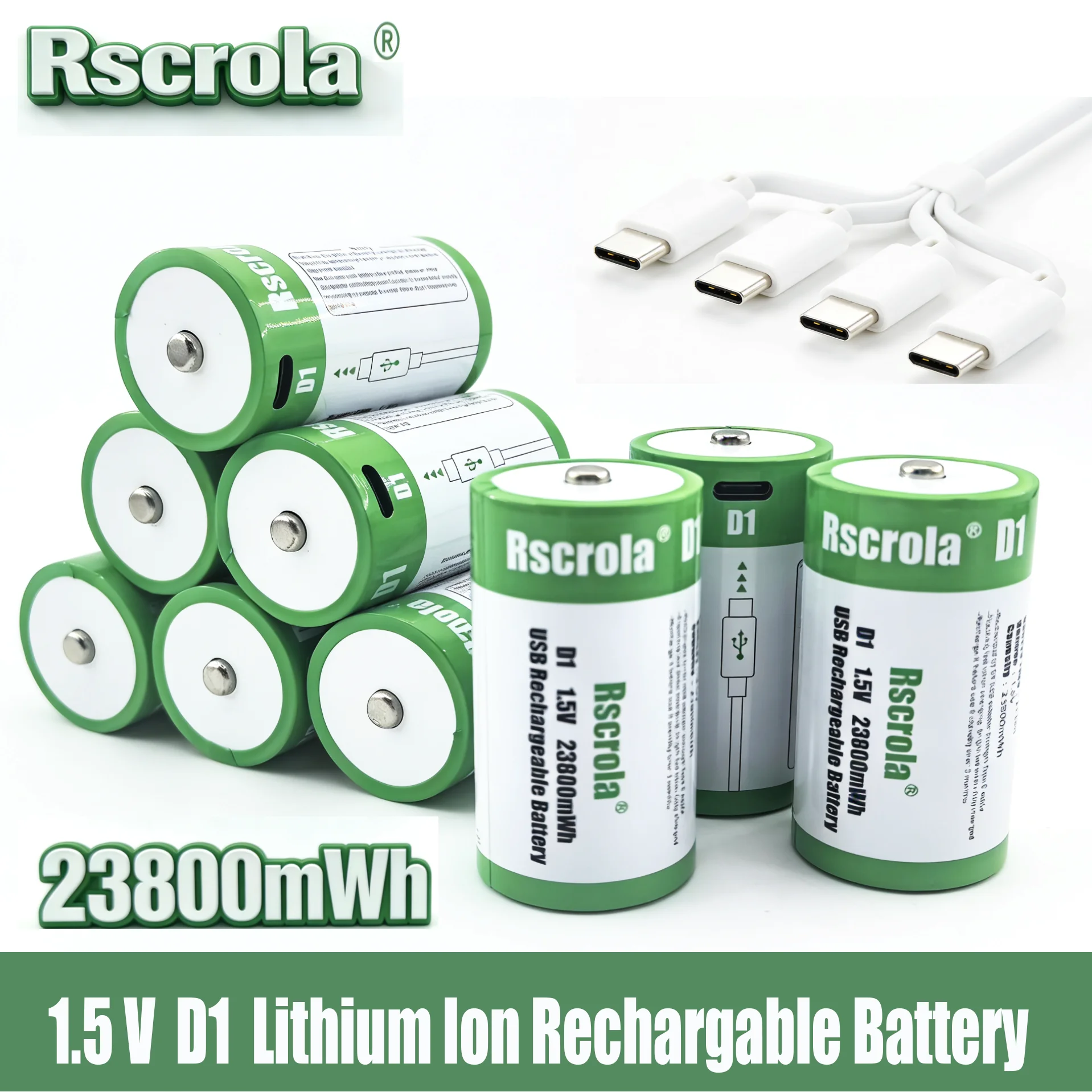 Аккумулятор D-типа, перезаряжаемый, 1.5В, USB, литий-ионный, 23800 мВт·ч, LR20, литиевая батарея D-типа для газовой плиты, водонагревателя, фонарика, радиоприемников.