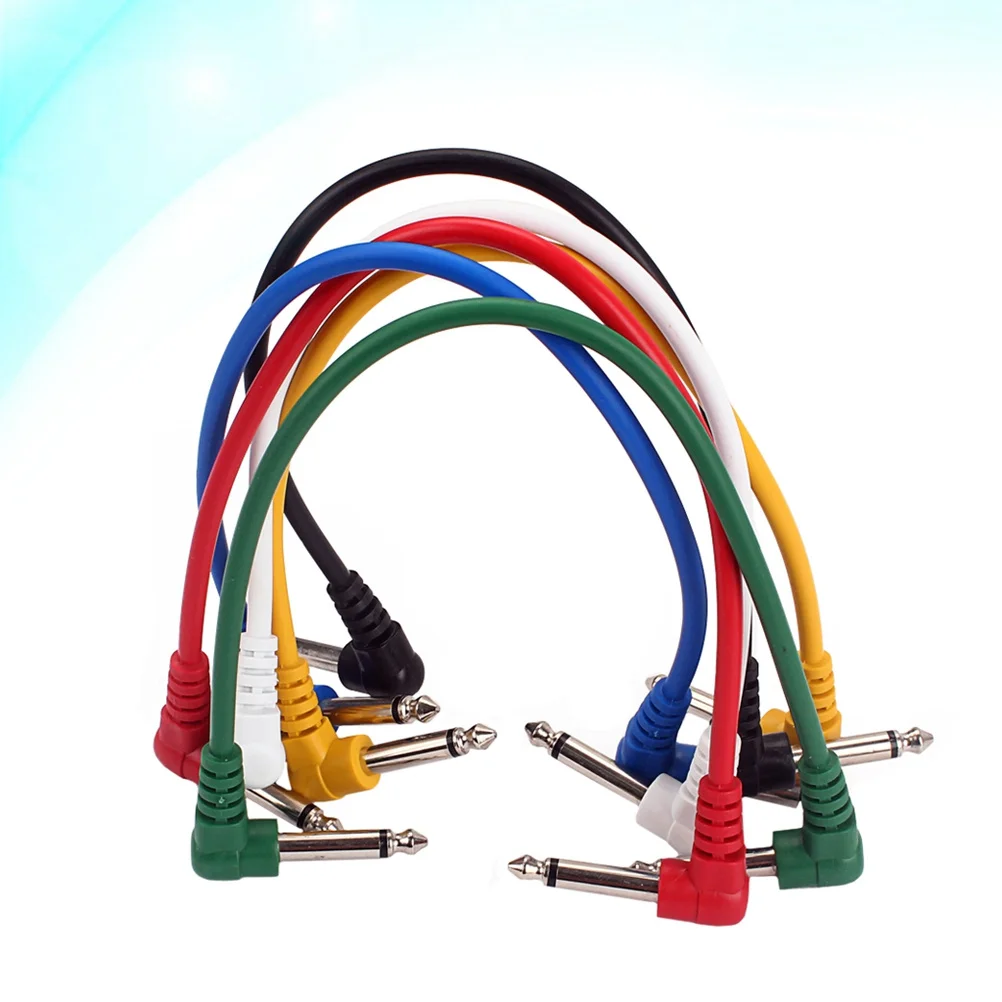 6 Stuks Effect Pedaal Patch Kabels 6.35Mm Haakse Gitaar Bas Audio Connector Leads Lage Capaciteit Koperdraad Voor versterker