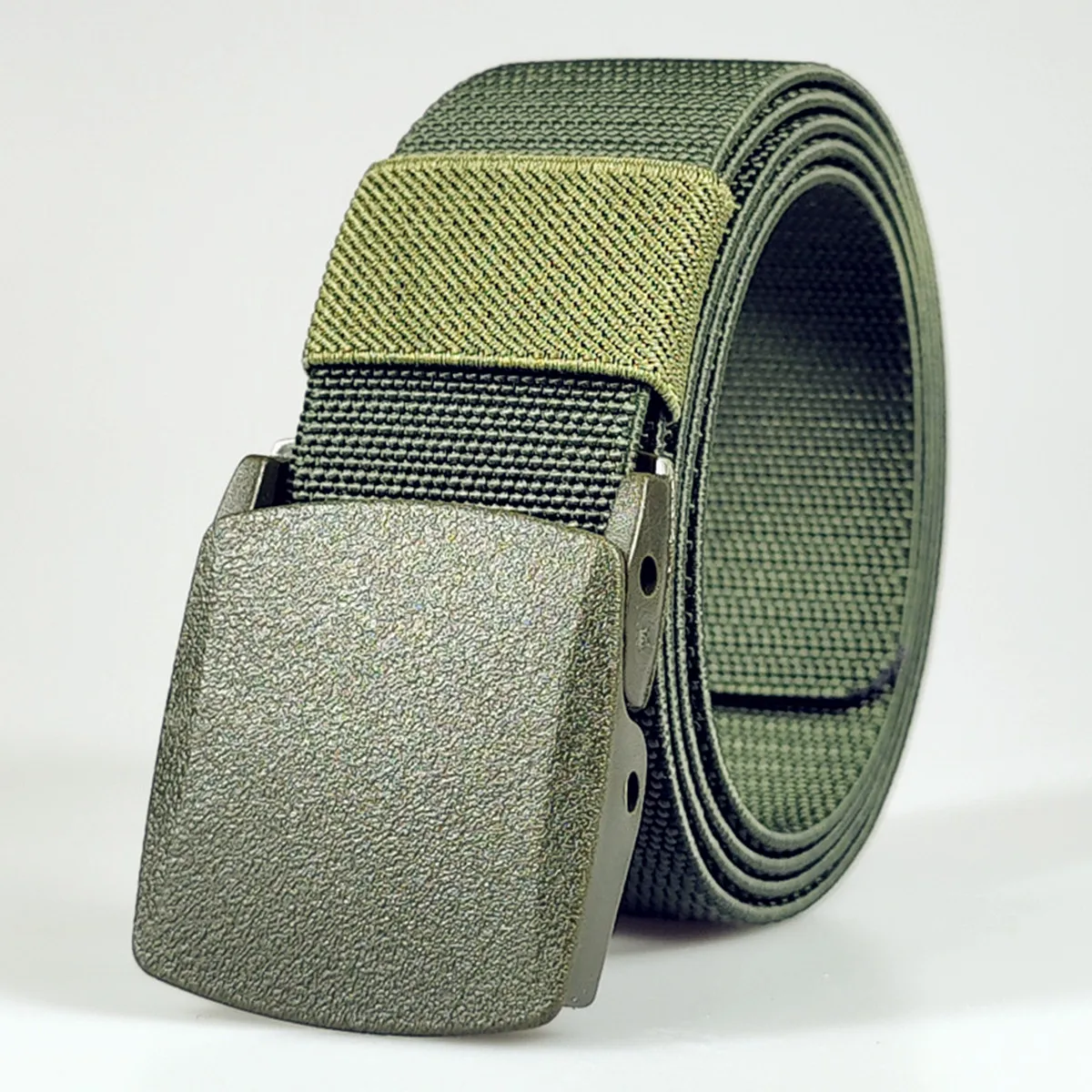 Herren- und Damengürtel, Lochloser Nylon-Gürtel, Gürtel mit Kunststoffschnalle, Militär-Nylon-Mischgürtel, Elastisch – Detail 5