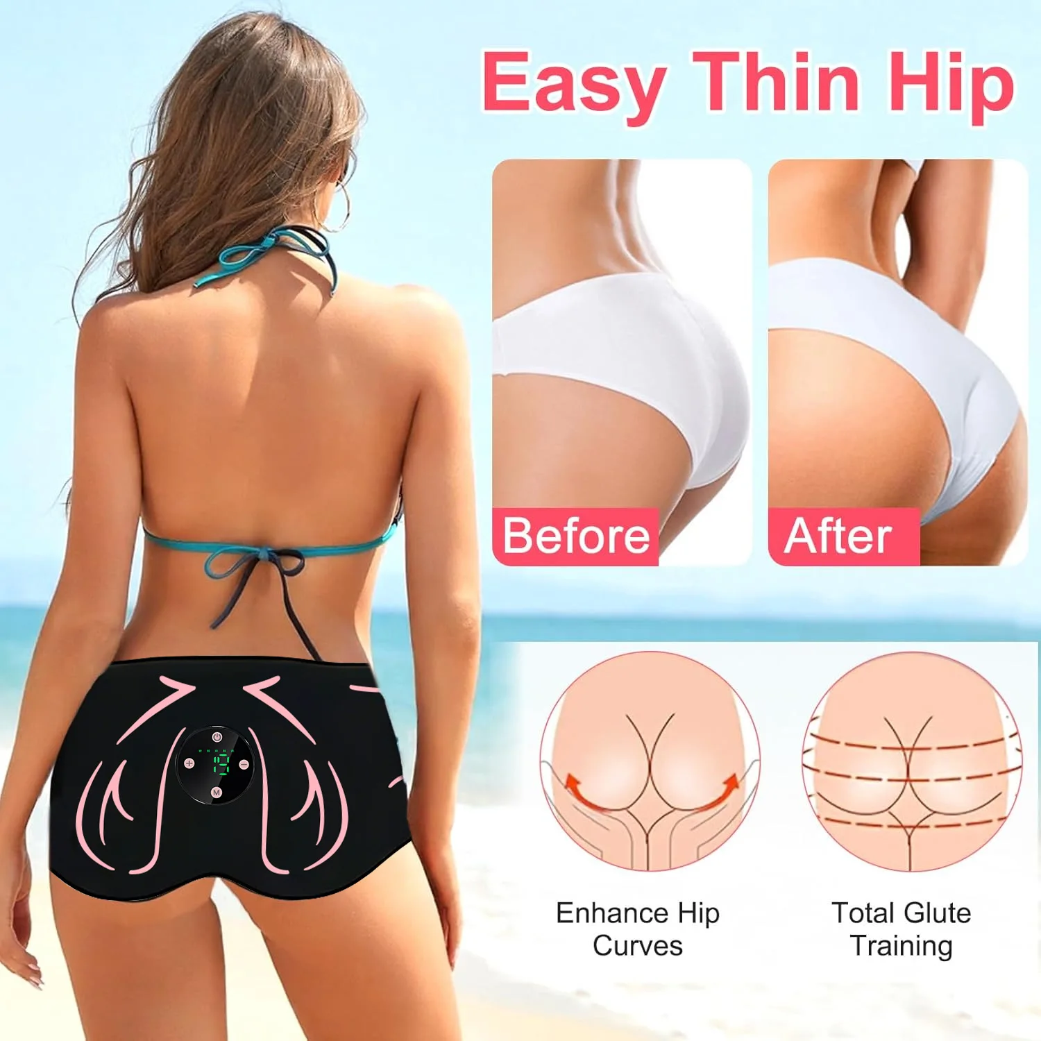 EMS Hip Trainer Butt Lifter with Remote for Hip Toning Shaping